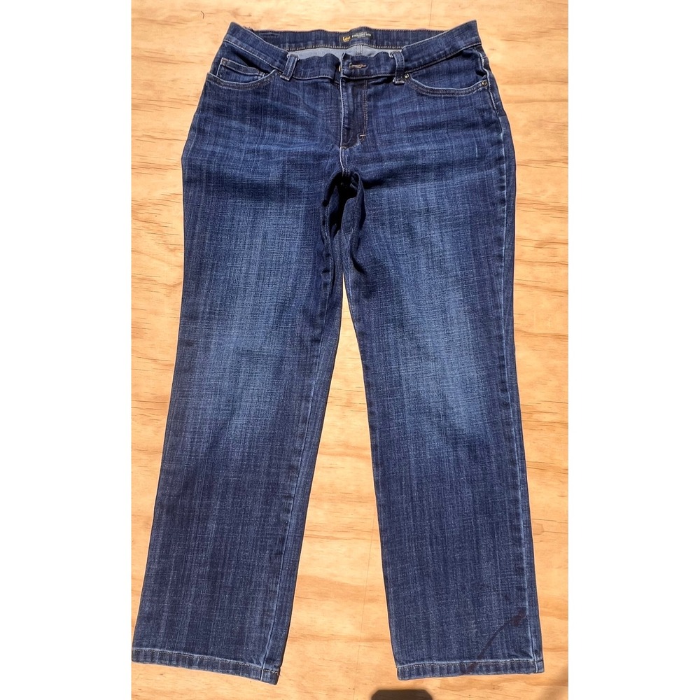 Lee Relaxed Straight Leg Jeans Womens 12P Blue Dark Wash Denim MidRise 12 Petite